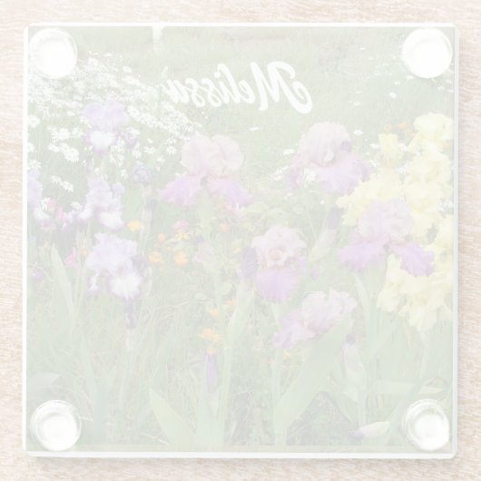 Mooie paarse Iris Irissen bloem bloemrijk Tuin Glazen Onderzetter (Achterkant)