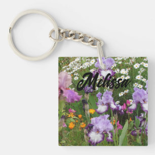 Mooie paarse iris irissen bloem bloemrijk tuin sleutelhanger