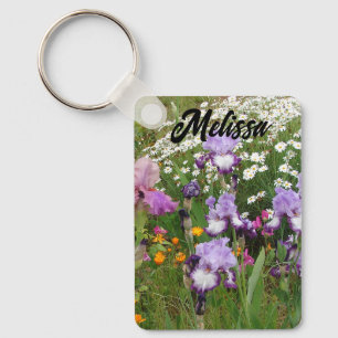 Mooie paarse iris irissen bloem bloemstuk tuin sleutelhanger