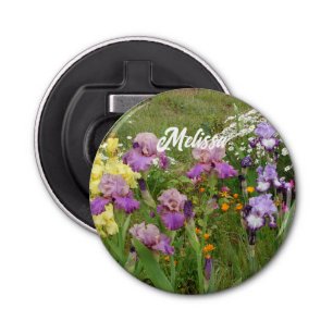 Mooie Paarse Iris Irissen bloementuin Button Flesopener