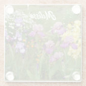 Mooie Paarse Iris Irissen bloementuin Glazen Onderzetter (Achterkant)