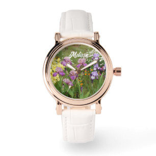 Mooie Paarse Iris Irissen bloementuin Horloge