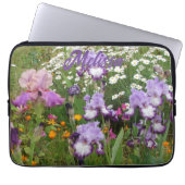 Mooie Paarse Iris Irissen bloementuin Laptop Sleeve (Voorkant)