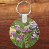 Mooie Paarse Iris Irissen bloementuin Sleutelhanger (Achterkant)