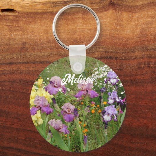 Mooie Paarse Iris Irissen bloementuin Sleutelhanger (Voorkant)