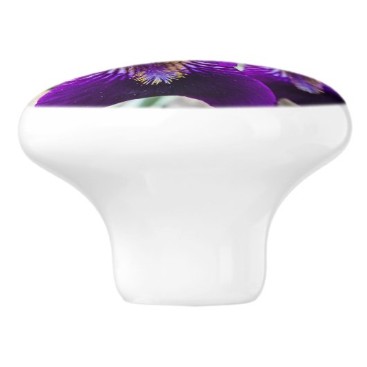 Mooie paarse iris keramische knop (Zijkant)