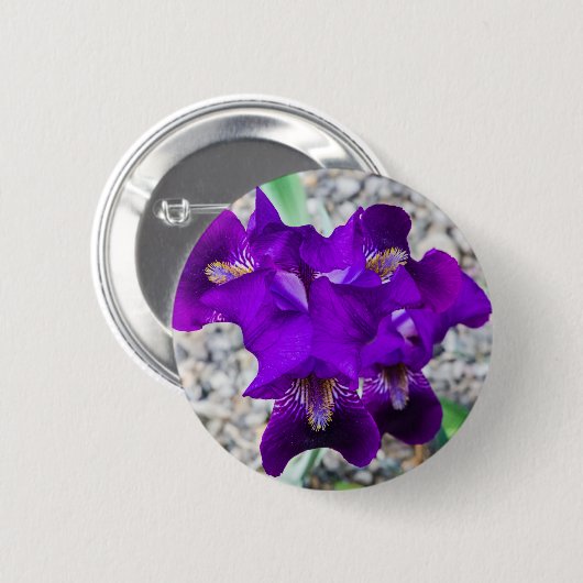 Mooie paarse iris ronde button 5,7 cm (Voorkant /achterkant)