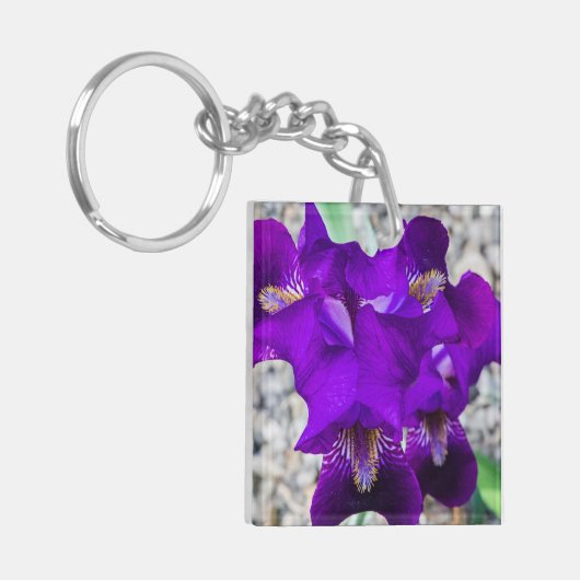 Mooie paarse iris sleutelhanger (Voorkant Links)