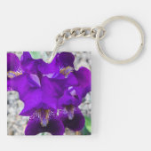 Mooie paarse iris sleutelhanger (Achterkant)