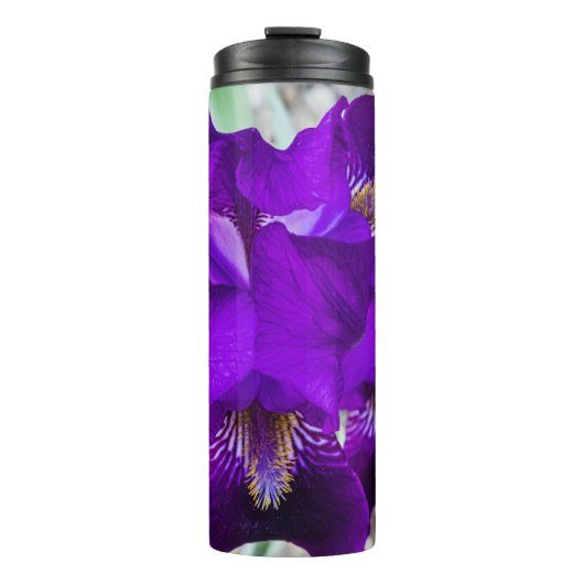 Mooie paarse iris thermosbeker (Voorkant)