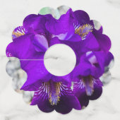 Mooie paarse iris wijnglaslabel (Voorkant)