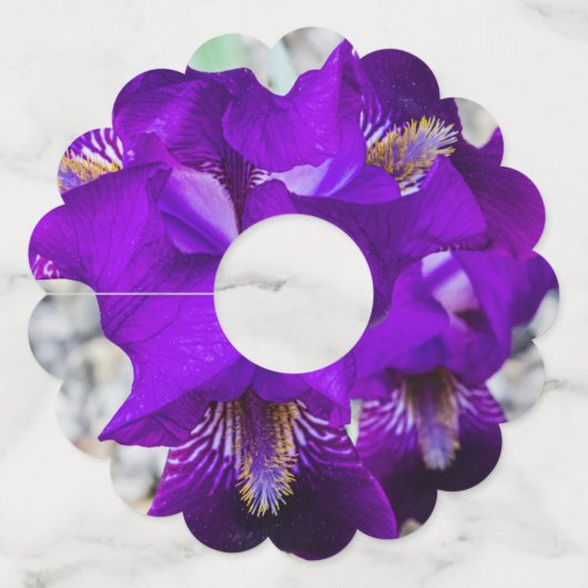 Mooie paarse iris wijnglaslabel (Voorkant)