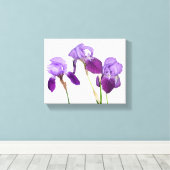 Mooie paarse irisbloemen bloemenkunst canvas afdruk (Insitu (Houten vloer))