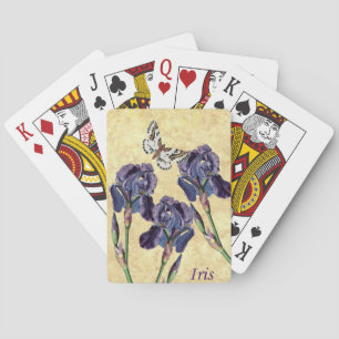 Mooie Paarse irisbloemen en vlinder Pokerkaarten
