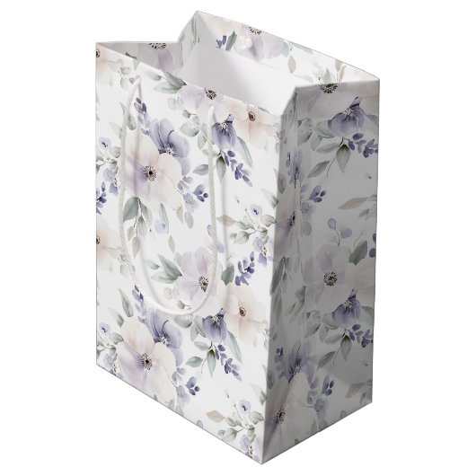 Mooie Paarse Ivoor Lavendel Bloemen Bruidsdouche Medium Cadeauzakje (Achterkant Gekanteld)
