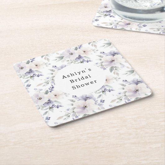 Mooie Paarse Ivoor Lavendel Bloemen Bruiloft Feest Kartonnen Onderzetters (Schuin)