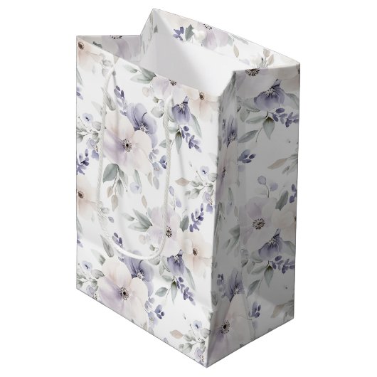 Mooie Paarse Ivoor Lavendel Bloemen Bruiloft Feest Medium Cadeauzakje (Voorkant Gekanteld)