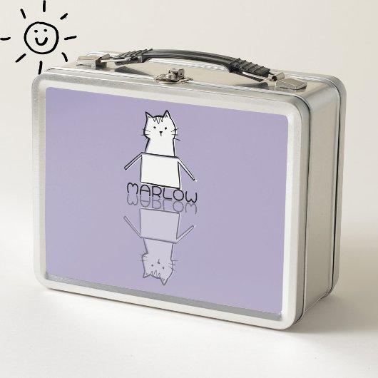 Mooie Paarse Kat Reflectie Doodle Aangepaste Naam