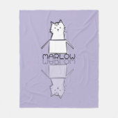 Mooie Paarse Kat Reflectie Doodle Aangepaste Naam Fleece Deken (Voorkant)