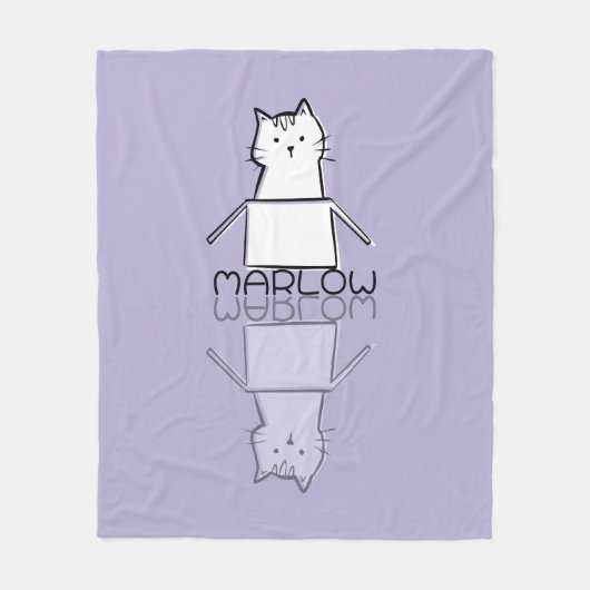 Mooie Paarse Kat Reflectie Doodle Aangepaste Naam Fleece Deken (Voorkant)