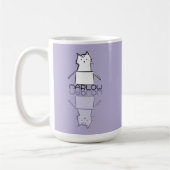 Mooie Paarse Kat Reflectie Doodle Aangepaste Naam Koffiemok (Links)