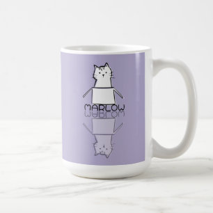 Mooie Paarse Kat Reflectie Doodle Aangepaste Naam  Koffiemok