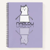 Mooie Paarse Kat Reflectie Doodle Aangepaste Naam Notitieboek (Voorkant)