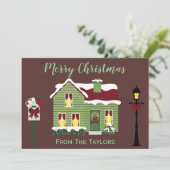 Mooie paarse kerstgroeten feestdagenkaart (Staand voorkant)