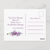 Mooie Paarse klaprozen "Denken aan jou" Briefkaart (Achterkant)