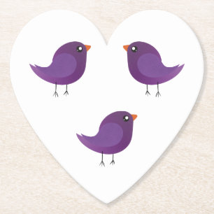 Mooie Paarse Kleine Vogel Illustratie Kartonnen Onderzetters
