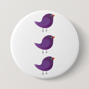 Mooie Paarse Kleine Vogel Illustratie Ronde Button 7,6 Cm