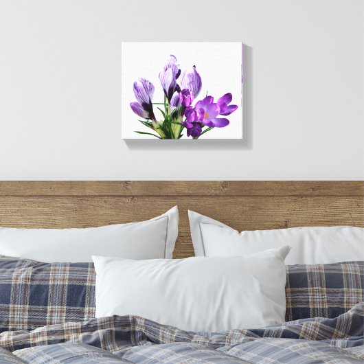 Mooie paarse krokus bloemige moderne bloemige digi canvas afdruk (Insitu (Slaapkamer))