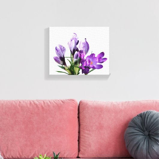 Mooie paarse krokus bloemige moderne bloemige digi canvas afdruk (Insitu (Woonkamer))