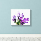 Mooie paarse krokus bloemrijke moderne bloemendigi canvas afdruk (Insitu (Houten vloer))