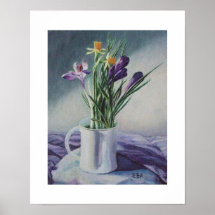 Mooie paarse krokussen narcissen fine art poster