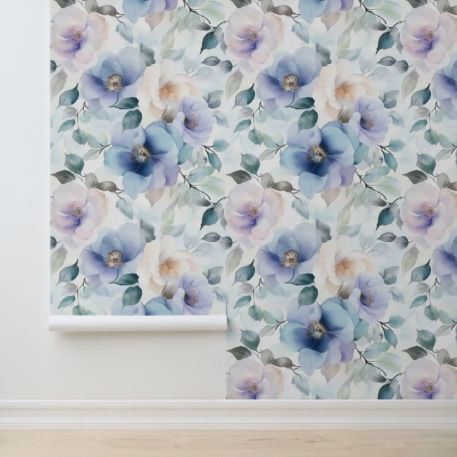 Mooie Paarse Lavendel Witte Bloemen   Behang (Applicatie)