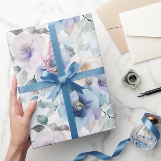 Mooie Paarse Lavendel Witte Bloemen Bruidsdouche Cadeaupapier (Geschenken)