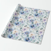 Mooie Paarse Lavendel Witte Bloemen Bruidsdouche Cadeaupapier (Uitgerold)