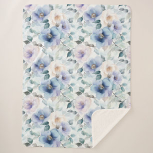 Mooie Paarse Lavendel Witte Bloemen Sherpa Deken