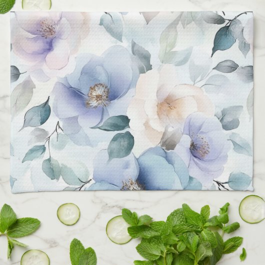 Mooie Paarse Lavendel Witte Bloemen Theedoek (Gevouwen)