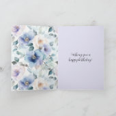 Mooie Paarse Lavendel Witte Bloemen Verjaardag Kaart (Binnen)