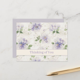 Mooie Paarse Lavendelbloemen Denken Aan Jou Briefkaart