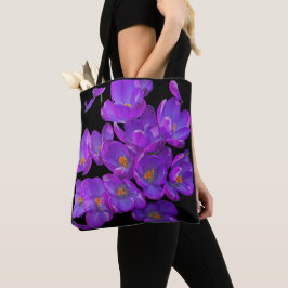Mooie paarse lente krokussen bloem tote bag