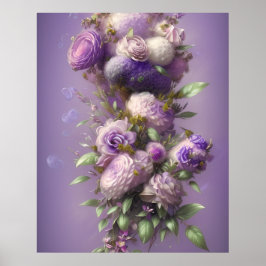 Mooie Paarse lila roze bloemen Poster