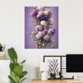 Mooie Paarse lila roze bloemen Poster (Thuiskantoor)