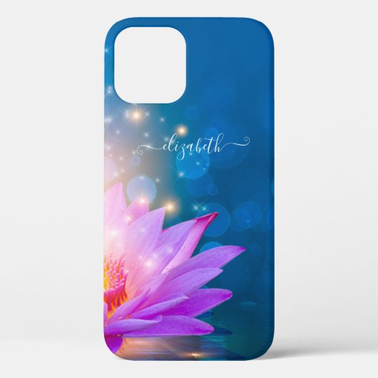 Mooie Paarse Lotus Bloem, Meer, Blauw, Zen Case-Mate iPhone Case (Achterkant)