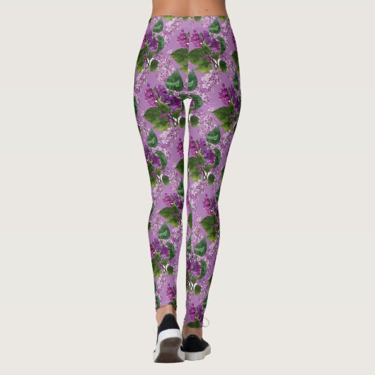 Mooie Paarse Mauve Lilace Flowers Leggings (Achterkant)