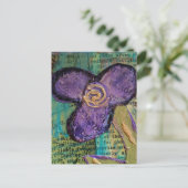 Mooie Paarse Mixed Media Bloem Briefkaart (Staand voorkant)