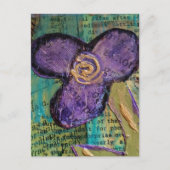 Mooie Paarse Mixed Media Bloem Briefkaart (Voorkant)