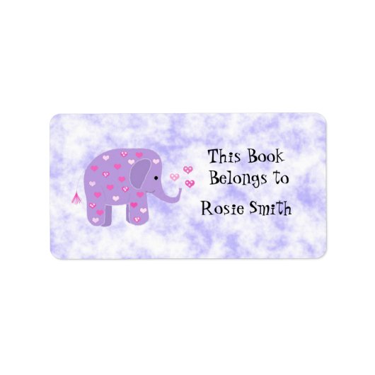 Mooie Paarse Olifant Ex-Libris Etiket (Voorkant)